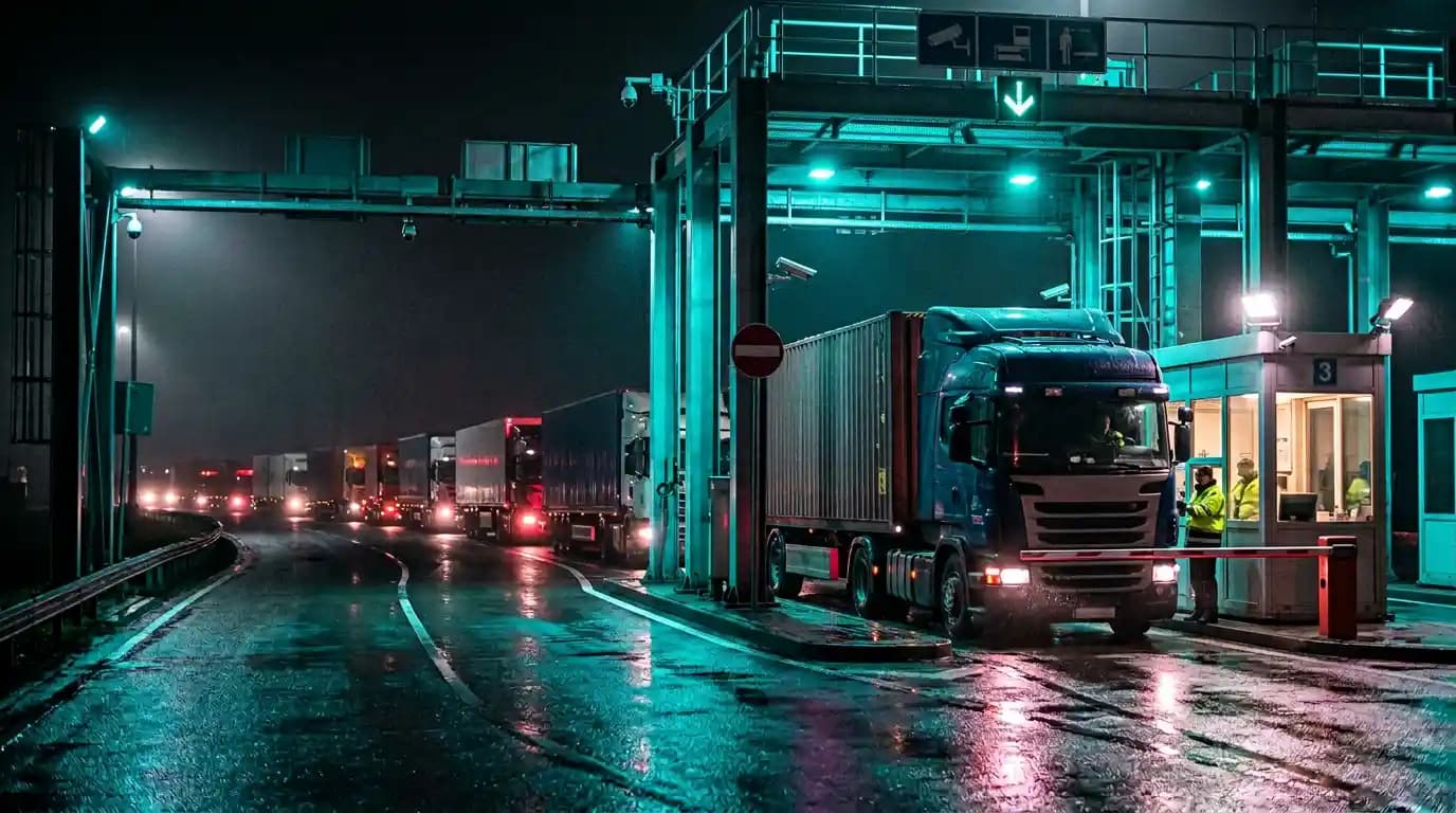 Ночной пункт пропуска для грузовиков: международная логистика и досмотр