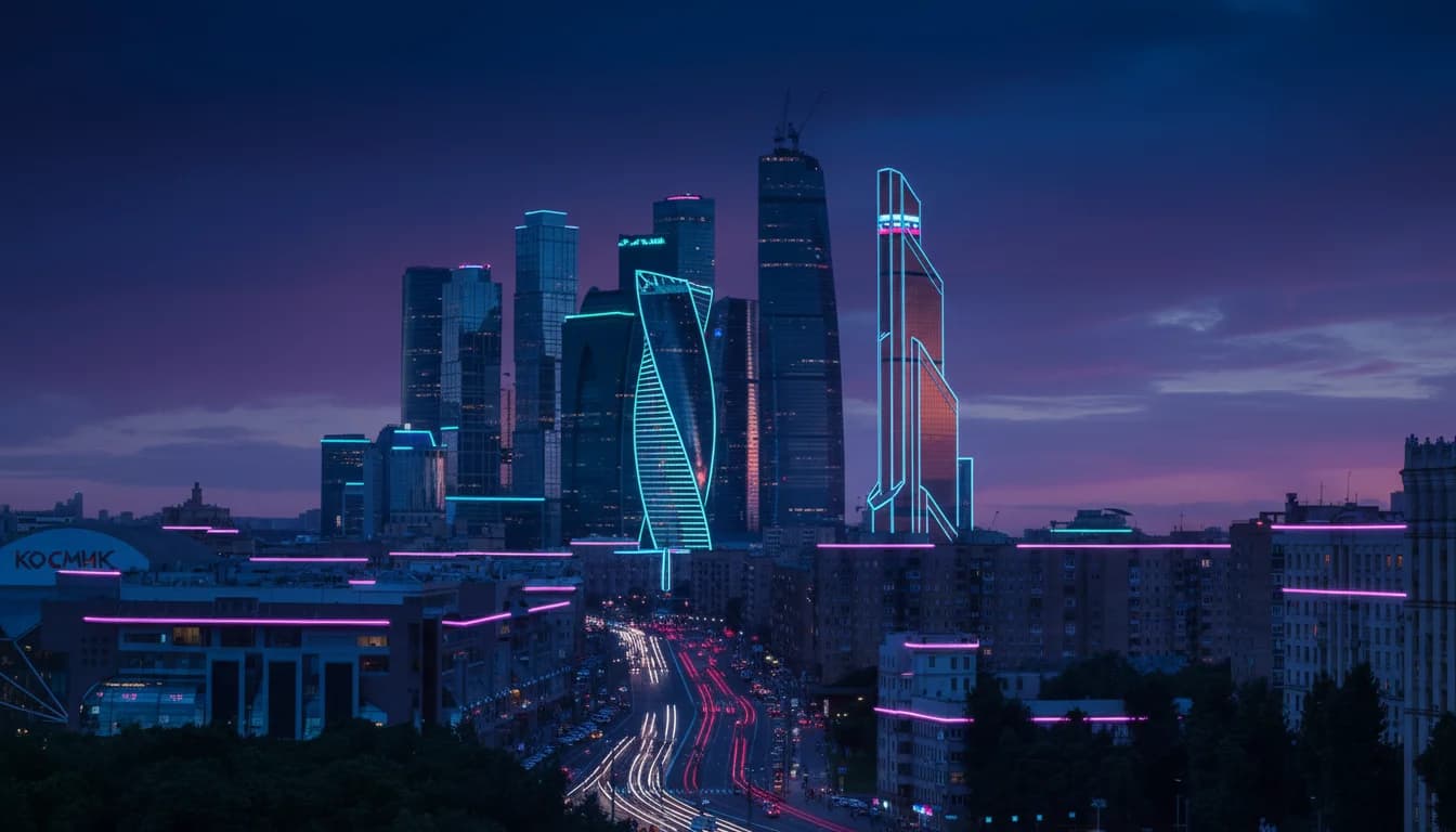 Ночной вид на Москва-Сити